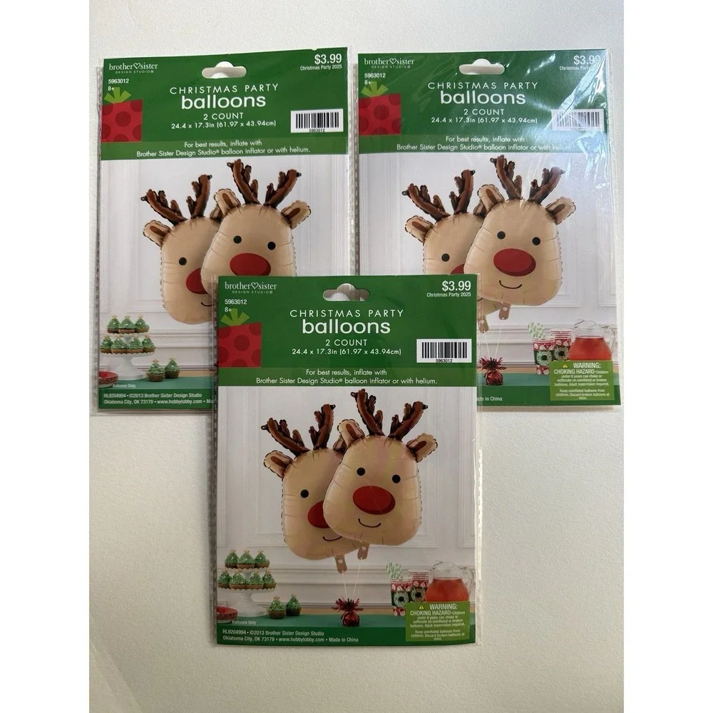 Christmas Party themed balloon decoration Three Sets Of 2 Reindeer (6) Balloons